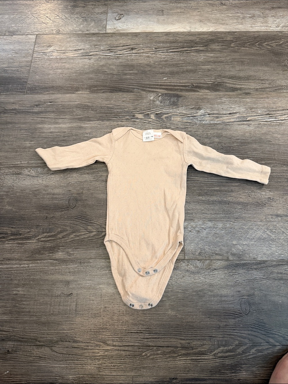 Zara Long-Sleeve Cream Baby One-Piece Bodysuit